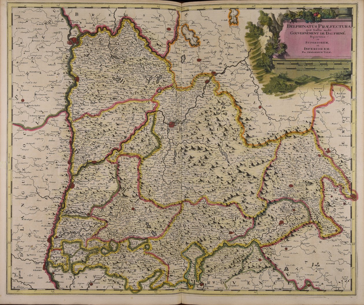 Delphinatus praefectura quae Gallis audit government of Daufhiné bipartitus in superiorem et inferiorem od Gerard Valck