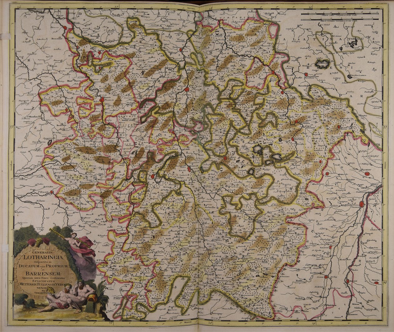 Generalis Lotharingia dispartita in ducatum ejus proprium et Barrensem quorum intra fines continentur episcopatus Metensis, Tullensis, Verdunensis od Gerard Valck