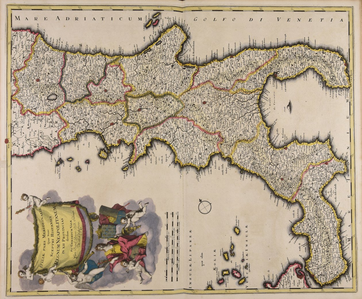 Italiae pars meridionalis quae nunc sceptri Hispanici regnum Neapolitanum in XII provincias divisum od Gerard Valck