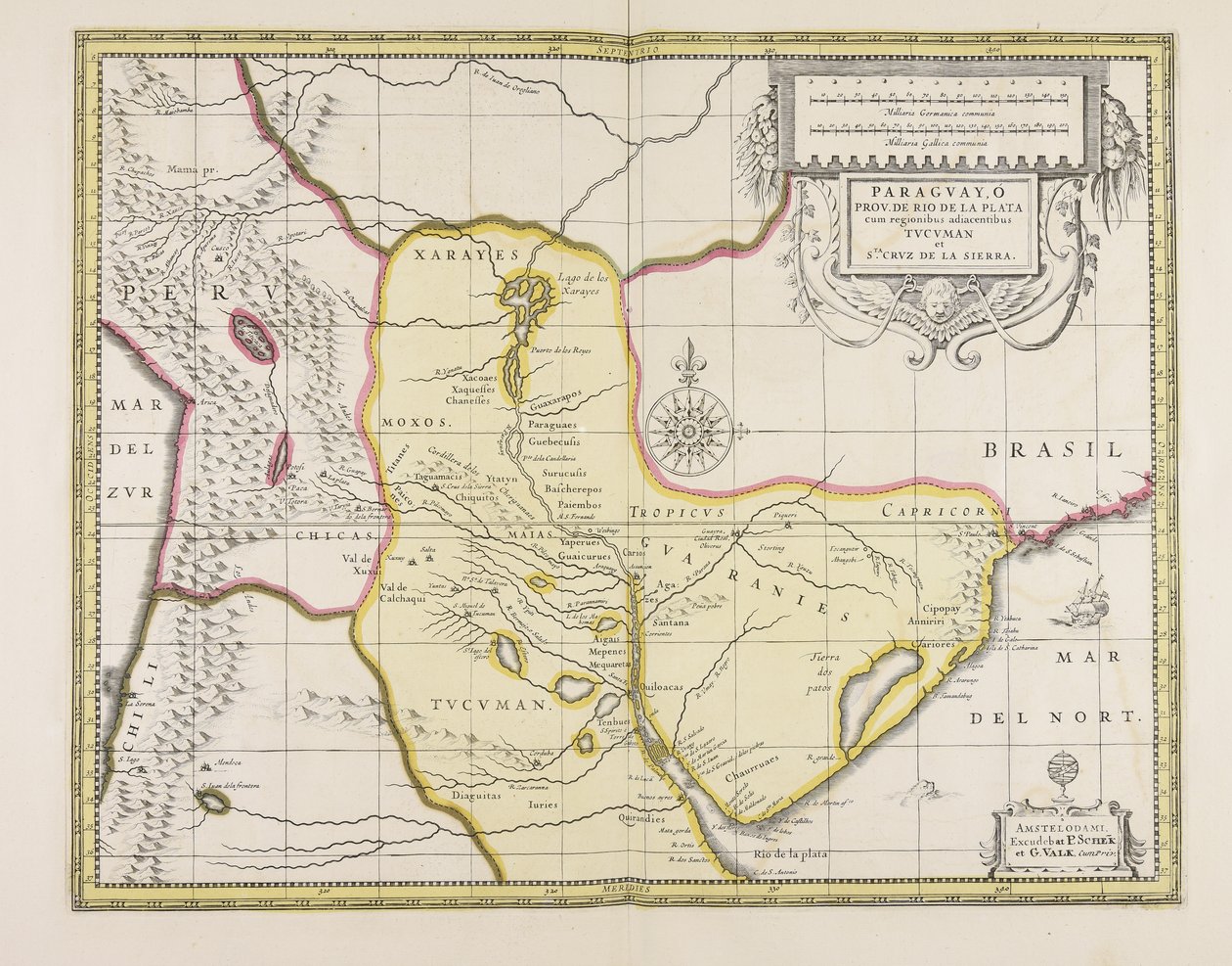 Paraguayo prov. z Rio de la Plata s přilehlými regiony Tucuman a S.ta Cruz de la Sierra od Gerard Valck