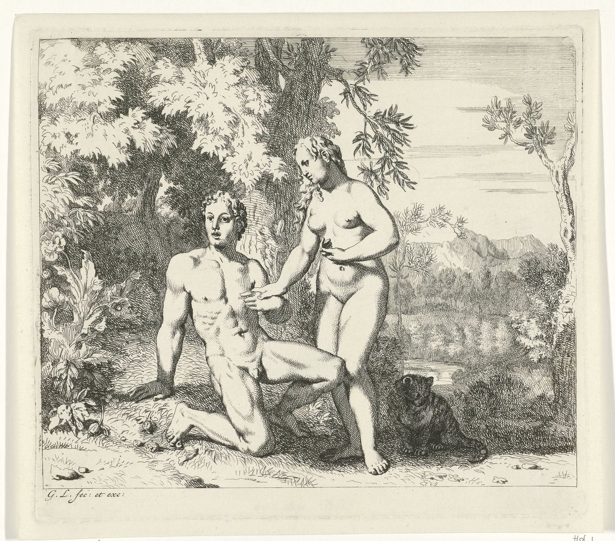Adam a Eva v ráji Scény z Genesis (název série) od Gerard de Lairesse