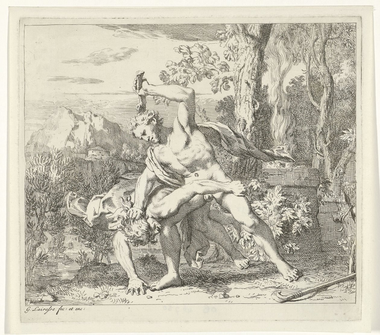 Kain zabije Ábela Scény z Genesis od Gerard de Lairesse