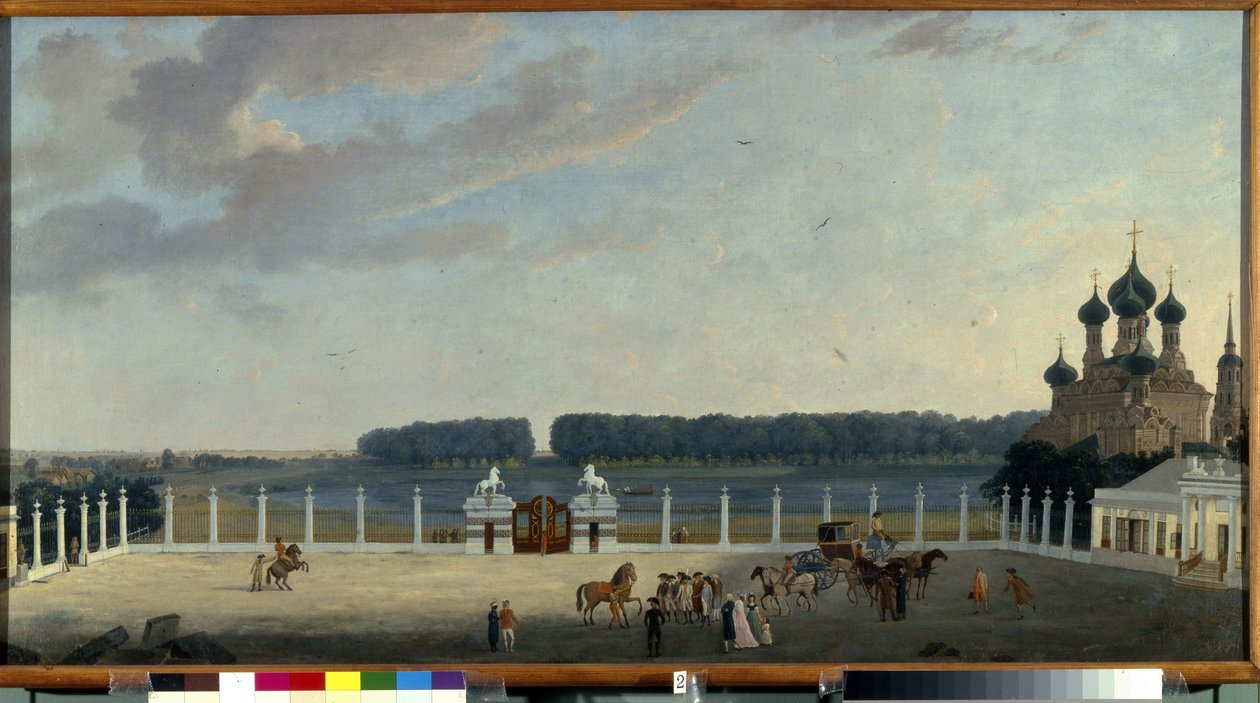 Pohled z oken paláce Ostankino (Moskva) (Pohled z oken paláce Ostankino). Obraz Gerarda de la Barthe (aktivní 1787-1810), olej na plátně, kolem roku 1790. Francouzské umění 18. století. Státní ruské muzeum, Petrohrad. od Gerard de la Barthe
