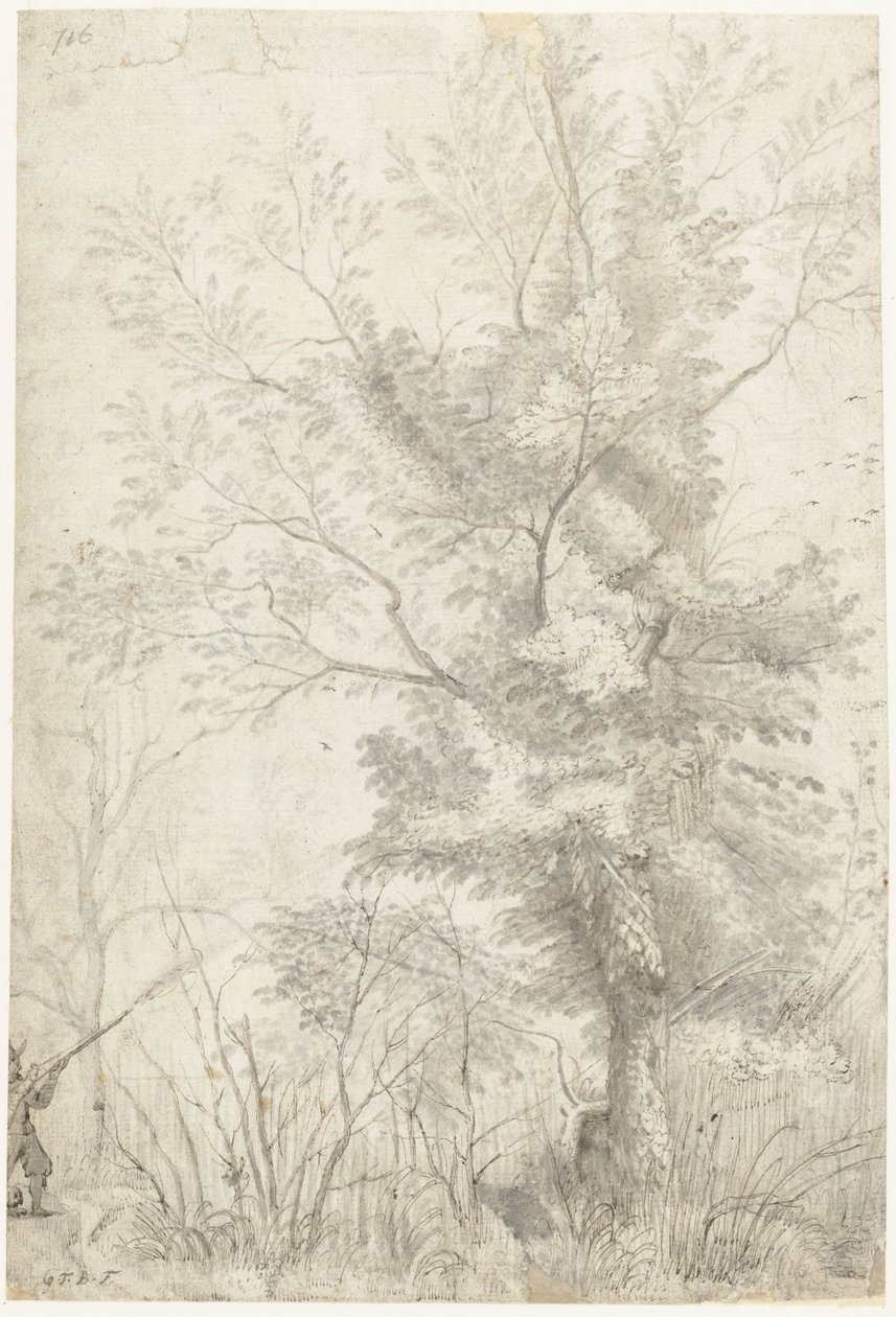 Forest of the Villa Madama mimo Řím, se střelným lovcem od Gerard ter Borch