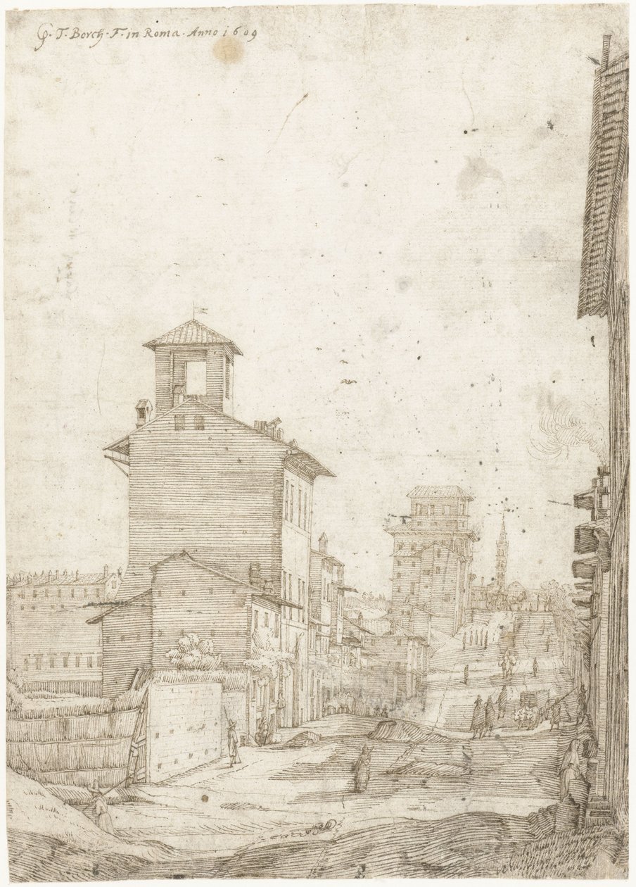 Pohled na Via Panisperna do Santa Maria Maggiore, Řím od Gerard ter Borch