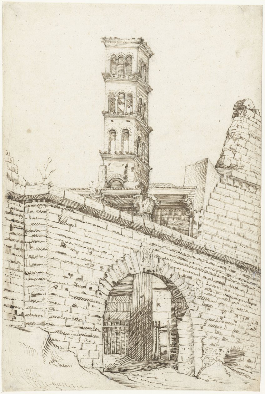 Chrám Mars Ultor a Pantani Arch ve Forum of Augustus a věž San Basilio od Gerard ter Borch (I)