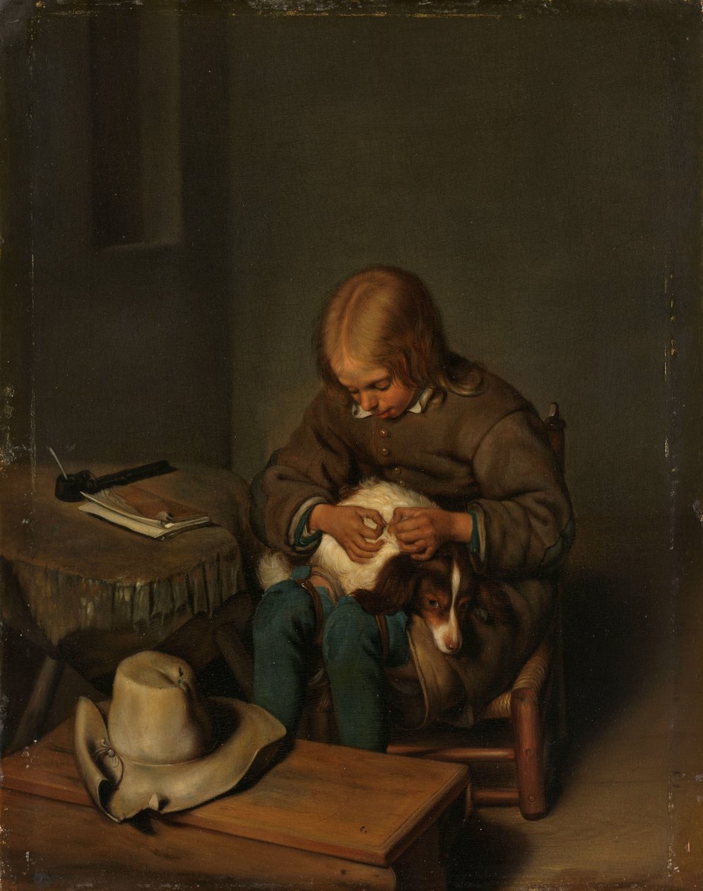 Chlapec utíká psa od Gerard ter Borch (II) (copy after)