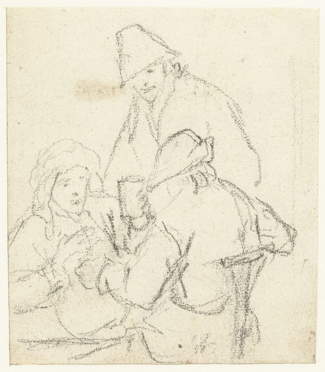 Tři popíjející farmáři kolem stolu od Gerard ter Borch (II) (possibly)