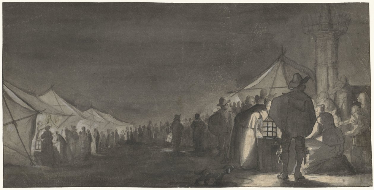 Mléčný trh ve Zwolle, v noci od Gerard ter Borch (II)