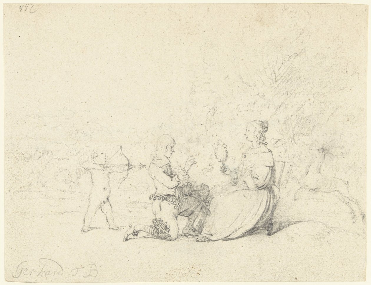 Gentleman klečí před dámou od Gerard ter Borch (II)