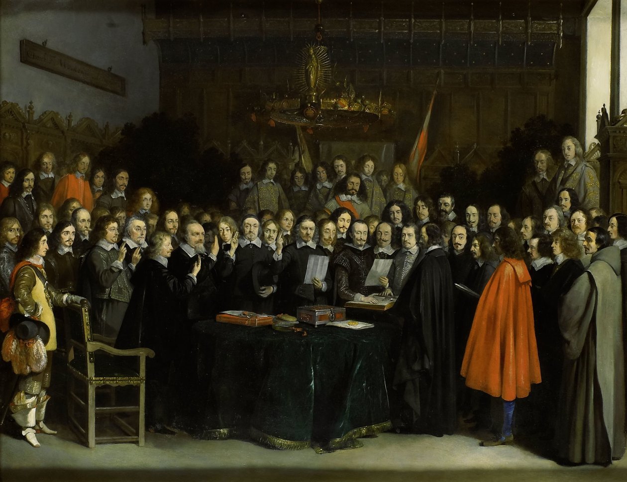 Ratifikace smlouvy z Munsteru Přísaha Münsterského míru v roce 1648 od Gerard ter Borch (II)