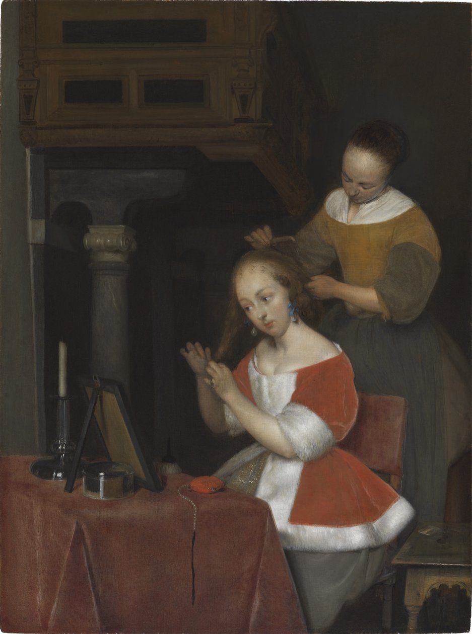 Žena sedící u toalety od Gerard ter Borch