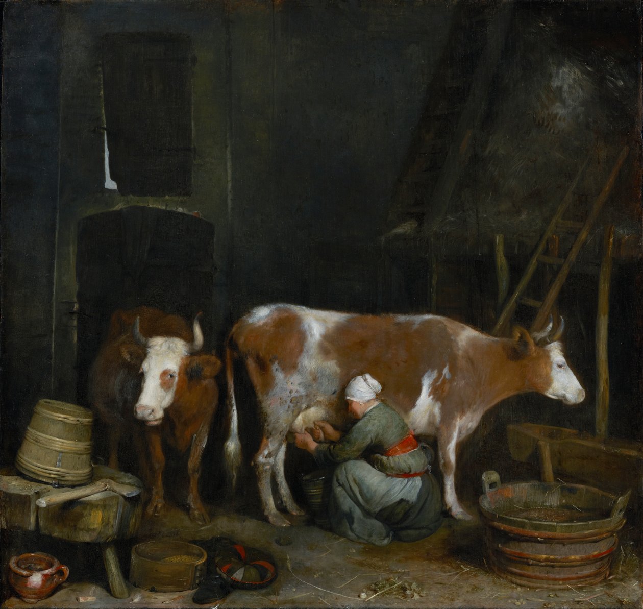 Dojička ve stodole, asi 1652-54 (olej na desce) od Gerard ter Borch