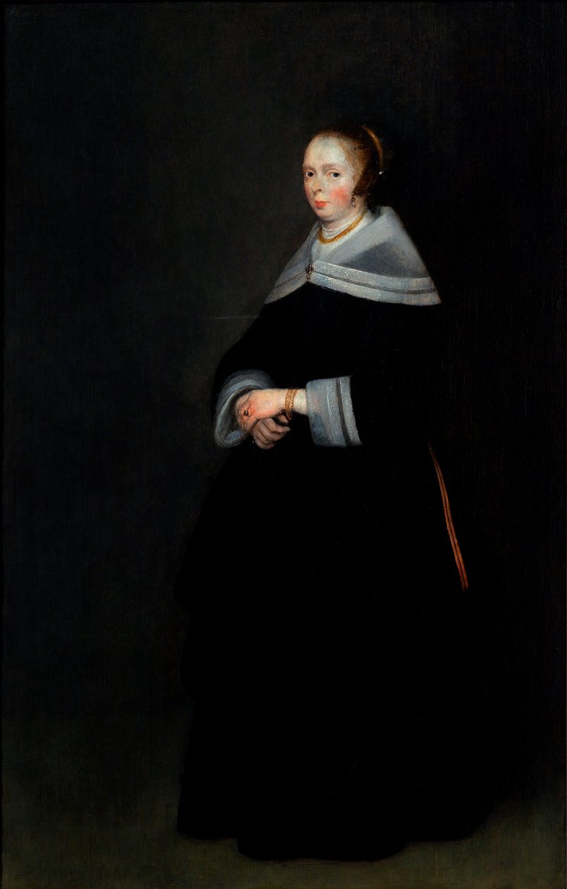Portrét dámy (olej na desce) od Gerard ter Borch or Terborch
