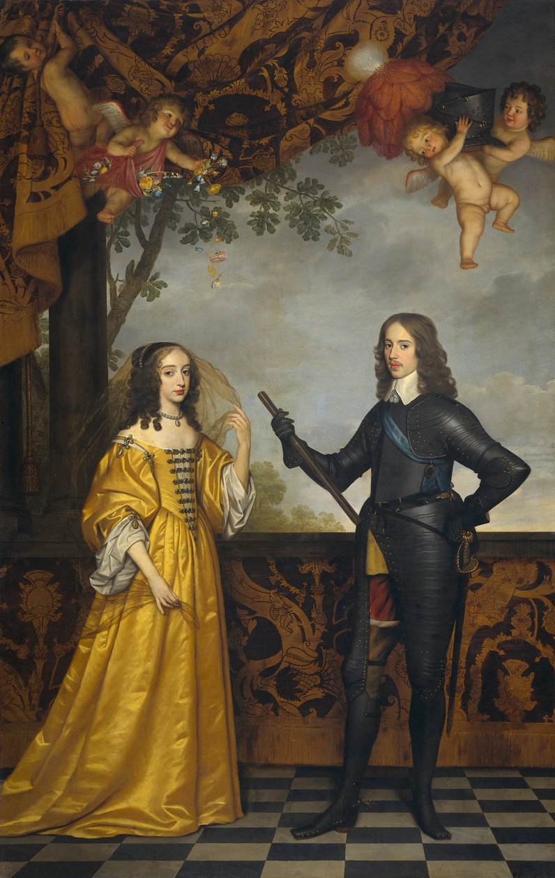 Dvojportrét Viléma II. (1626-1650), prince Oranžského, a jeho manželky Marie Stuartovny (1631-1660). od Gerard van Honthorst