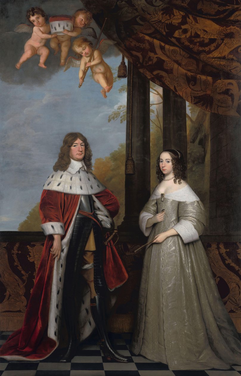 Portrét Friedricha Wilhelma (1620-88), kurfiřta braniborského, a jeho manželky Louise Henriette (1627-67), hraběnky z Orange-Nassau od Gerard van Honthorst
