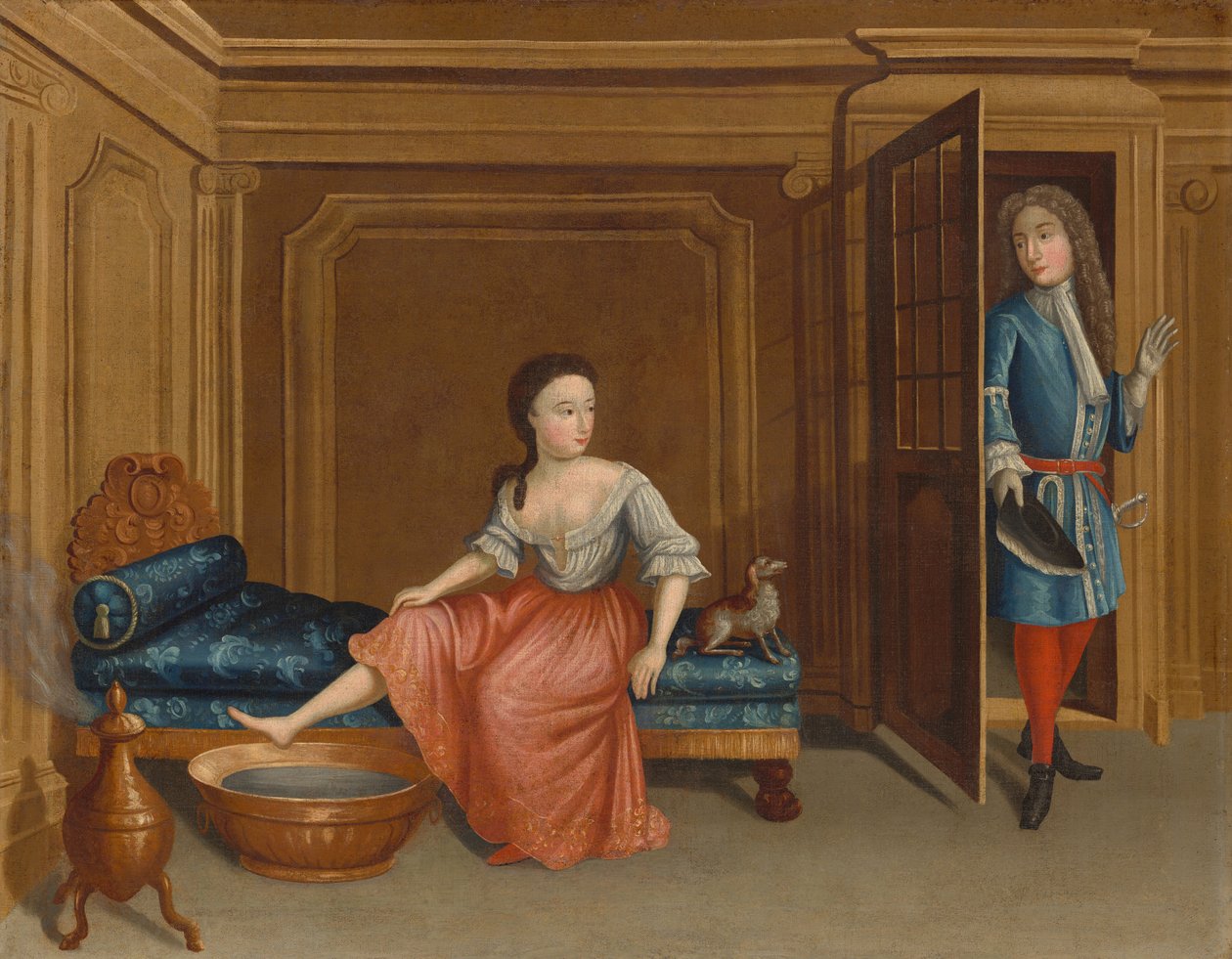 Dáma svlékající se do koupele, c. 17301740. od Gerardus Duyckinck