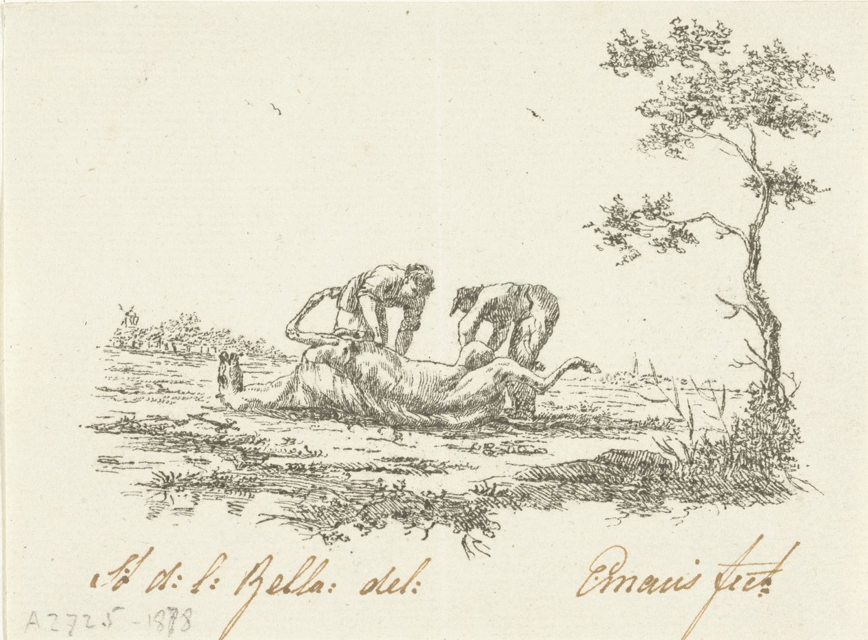 Dva stahovači koní stahovači kůže od Gerardus Emaus de Micault (signed by artist)