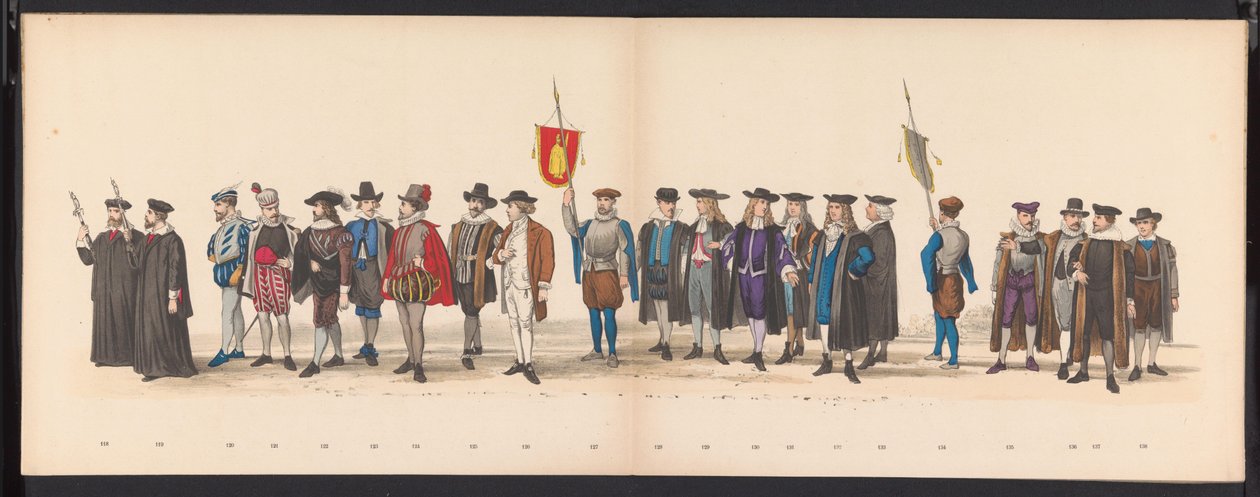 Maškaráda leidenských studentů, 1875 (deska 8) Maškaráda pořádaná členy leidenského studentského sboru 15. června 1875 na oslavu 300. výročí Leidsche Hoogeschool, zobrazující Leidsche Hoogeschool, vyobrazenou v od Gerardus Johannes Bos