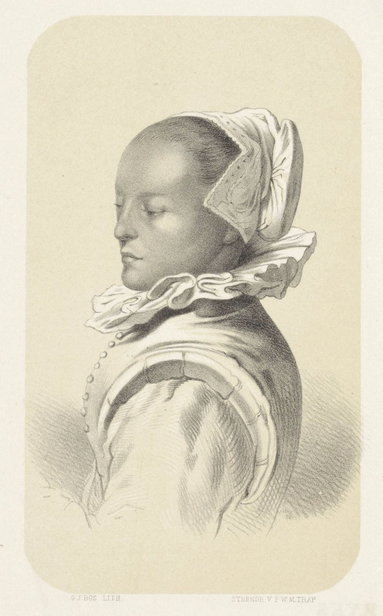 Žena s bílou čepicí a límečkem od Gerardus Johannes Bos