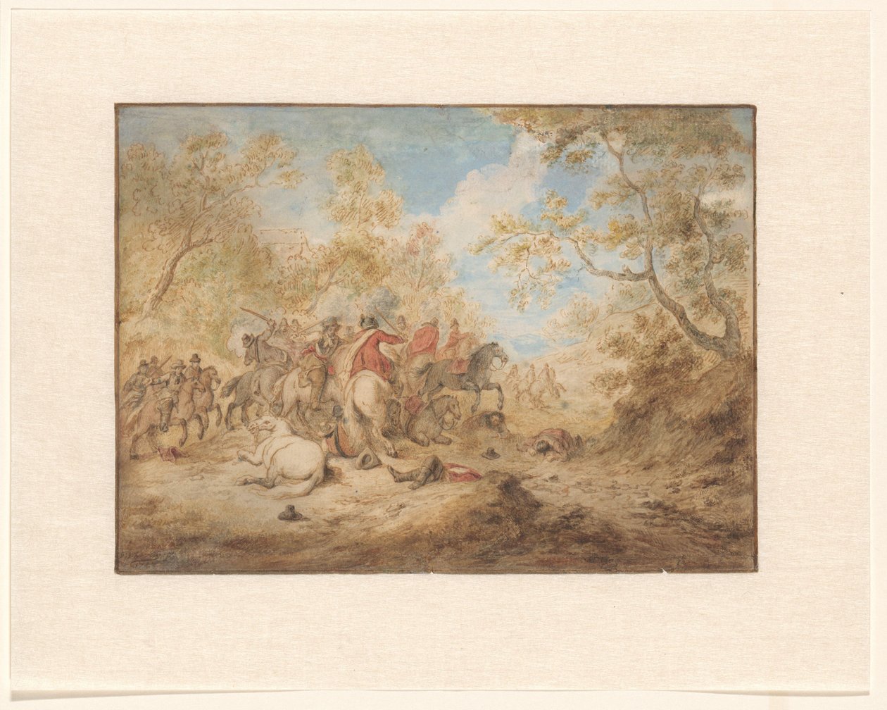 Krajina s bojujícími jezdci od Gerardus Josephus Xavery