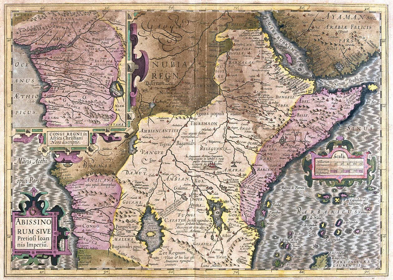 Kongo, střední Afrika (rytina od Gerardus Mercator
