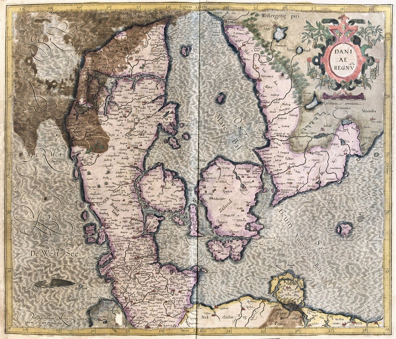 Dánsko (rytina od Gerardus Mercator