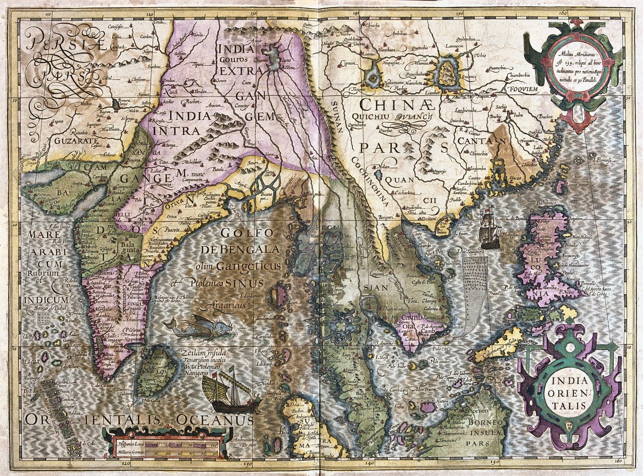 východní Indie (rytina od Gerardus Mercator
