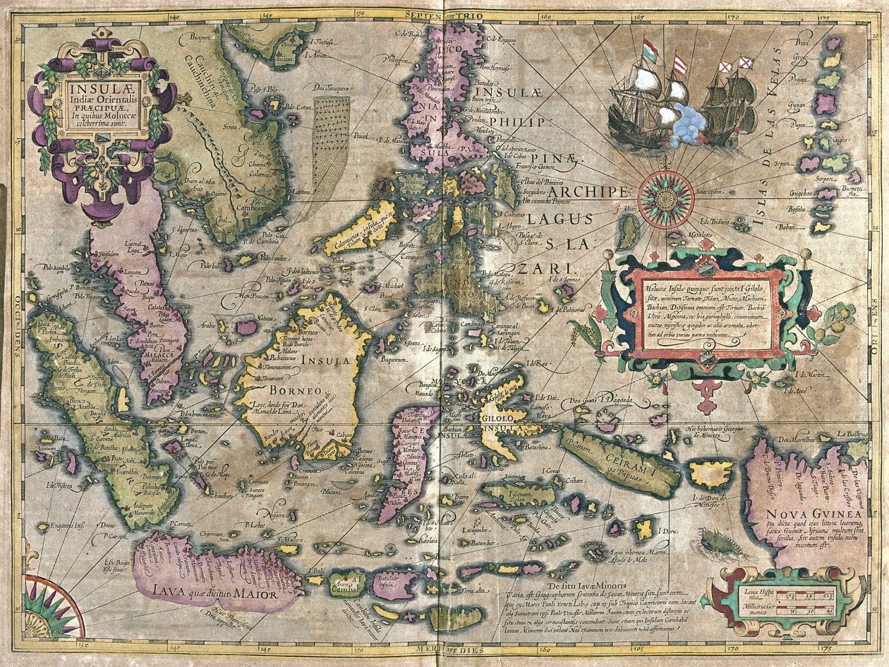 Východní Indie s Borneem a Filipínami (rytina od Gerardus Mercator