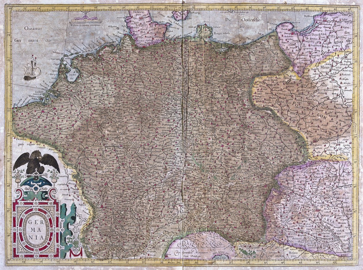 Německo (rytina od Gerardus Mercator