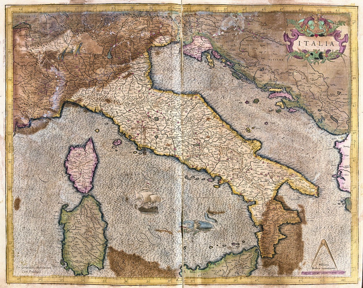 Itálie (rytina od Gerardus Mercator