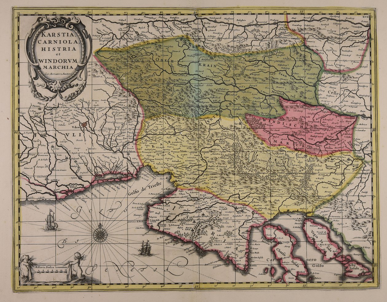 Karstia, Carniola, Histria et Windorum marchia od Gerardus Mercator
