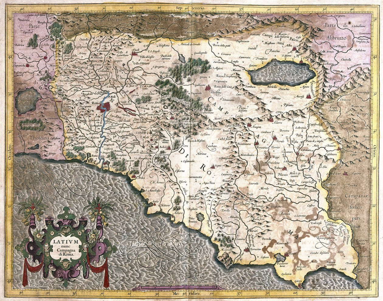 Lazio, Itálie (rytina od Gerardus Mercator