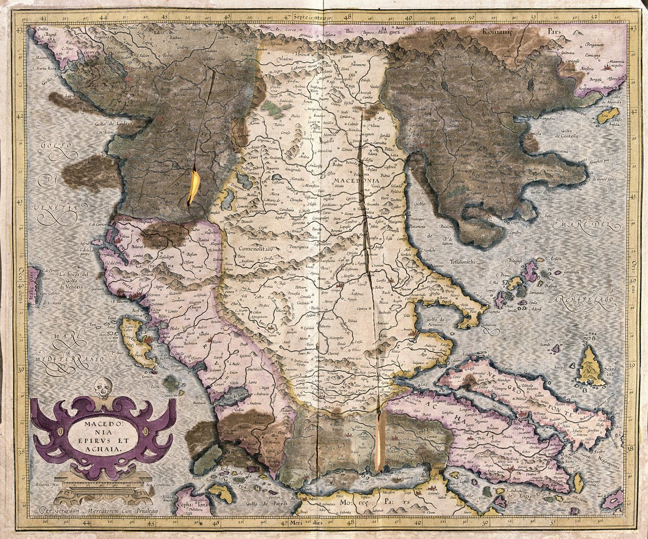 Makedonie a Řecko (rytina od Gerardus Mercator