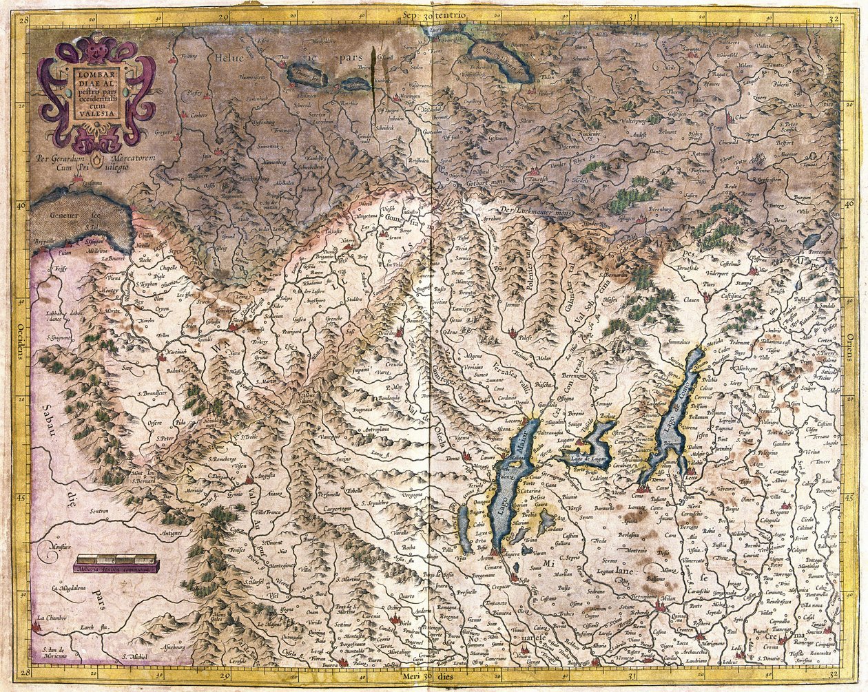 Severní Itálie (rytina od Gerardus Mercator