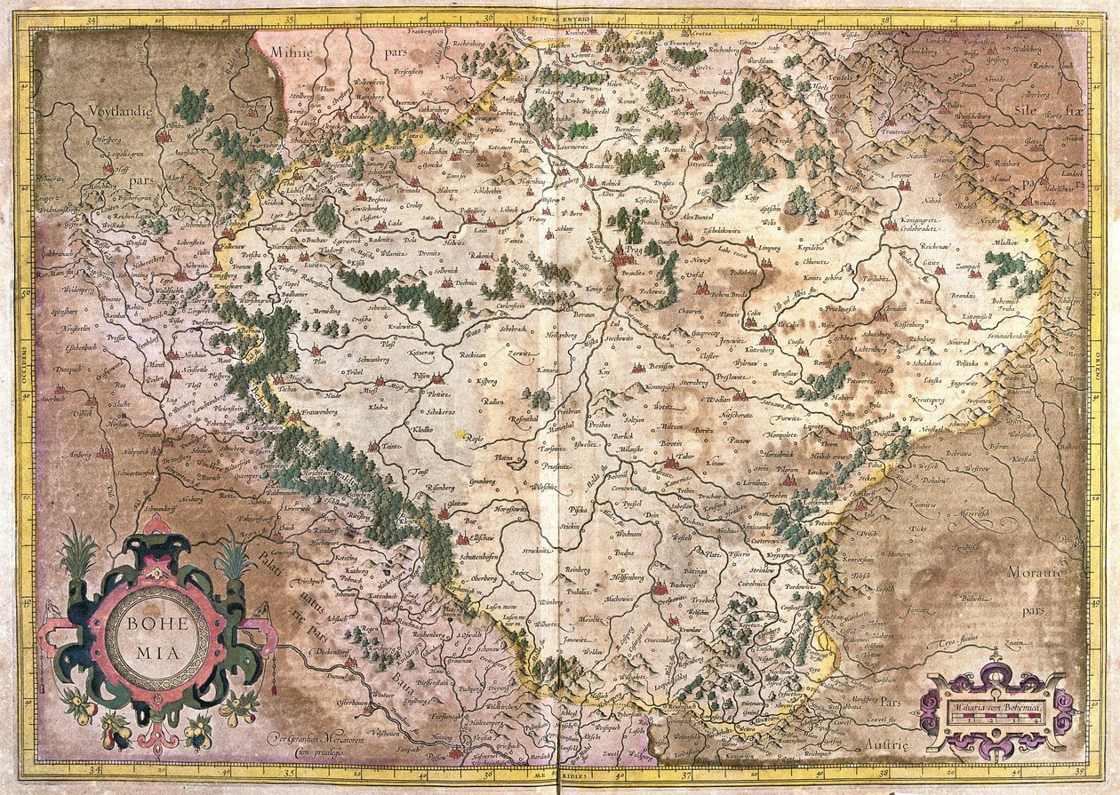 Praha, Česká republika (rytina od Gerardus Mercator