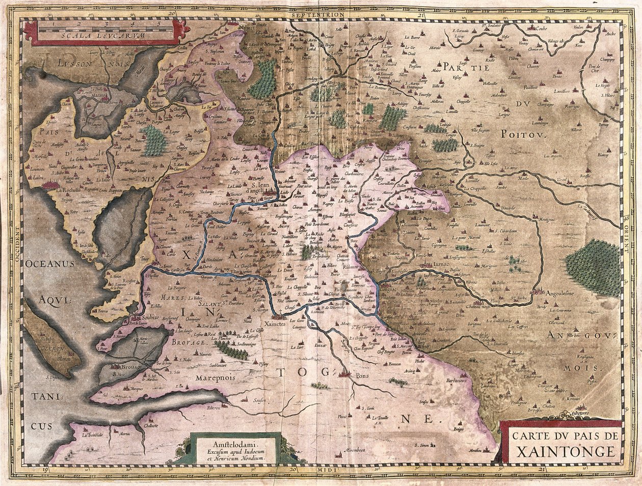 Saintonge s La Rochelle a Ile Oleron, Francie (rytina od Gerardus Mercator