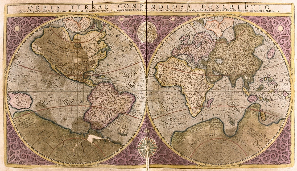 Zeměkoule (rytina od Gerardus Mercator