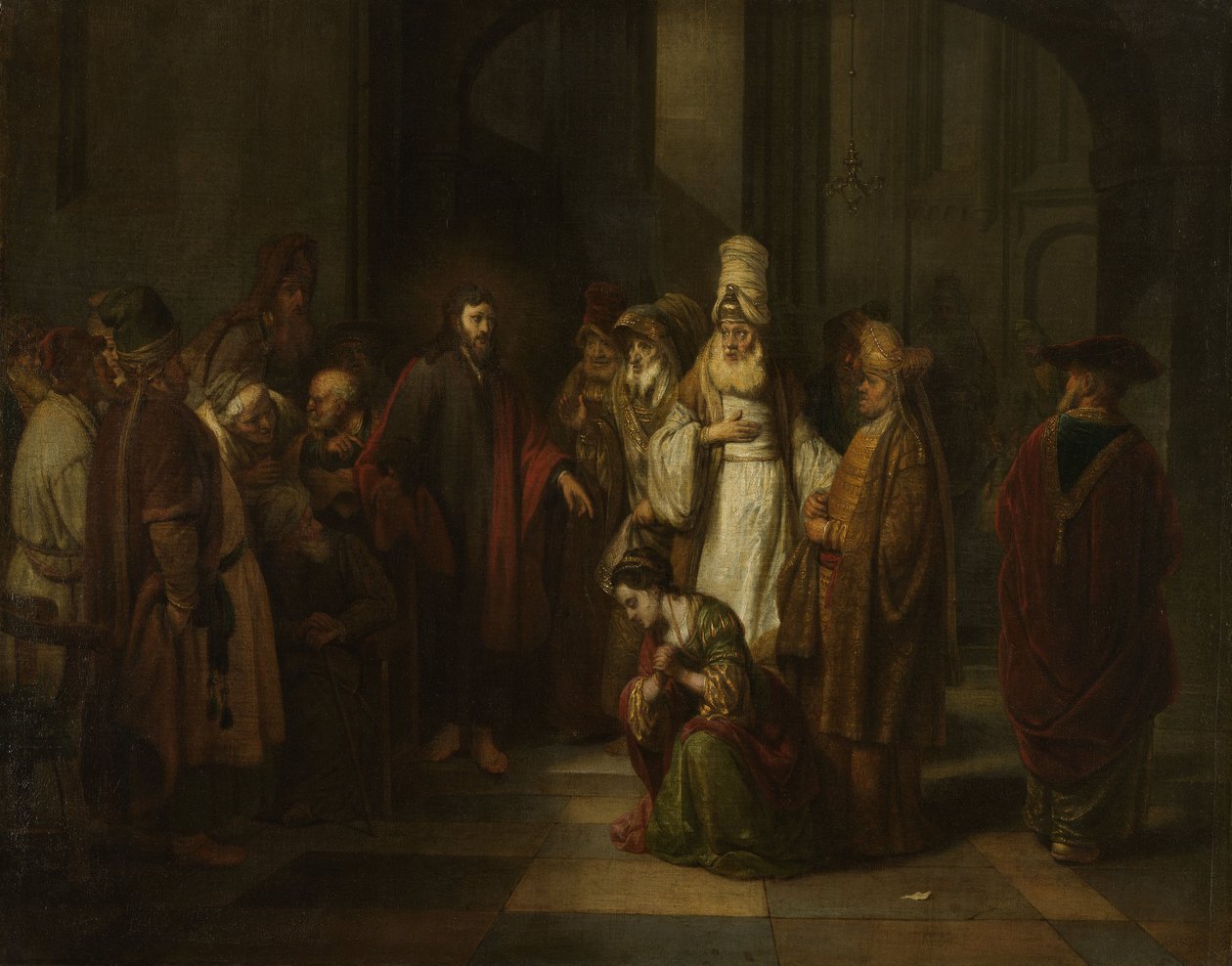 Christus a žena v cizoložství od Gerbrand van den Eeckhout  