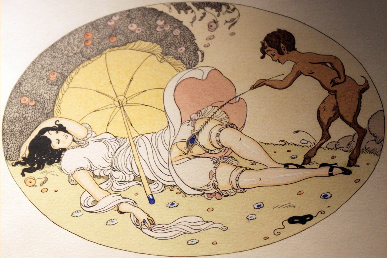 Série akvarelů publikovaná v Erotopolis Paris v roce 1925 pod názvem The Delights of Eros od Gerda Marie Frederike Wegener