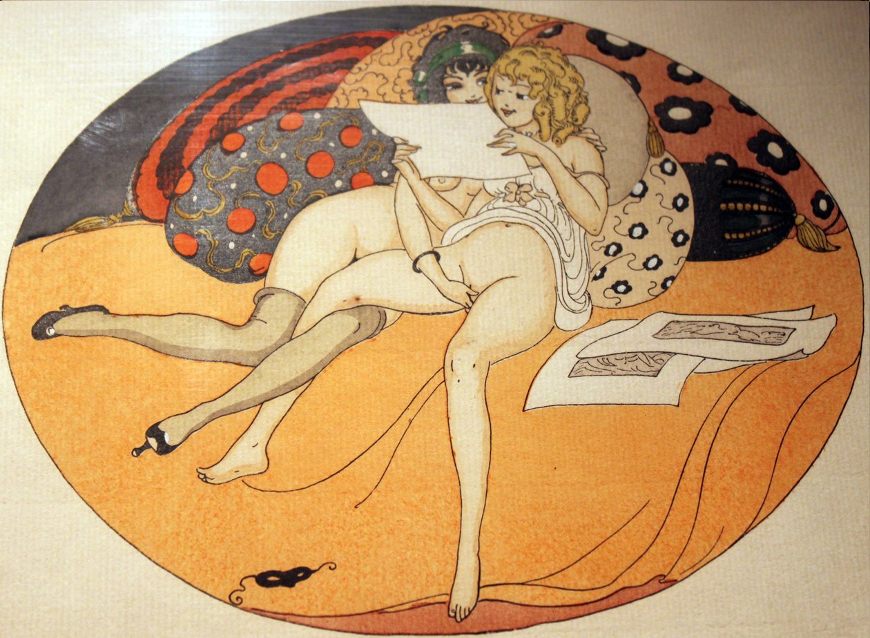 Série akvarelů publikovaná v Erotopolis Paris v roce 1925 pod názvem The Delights of Eros od Gerda Marie Frederike Wegener