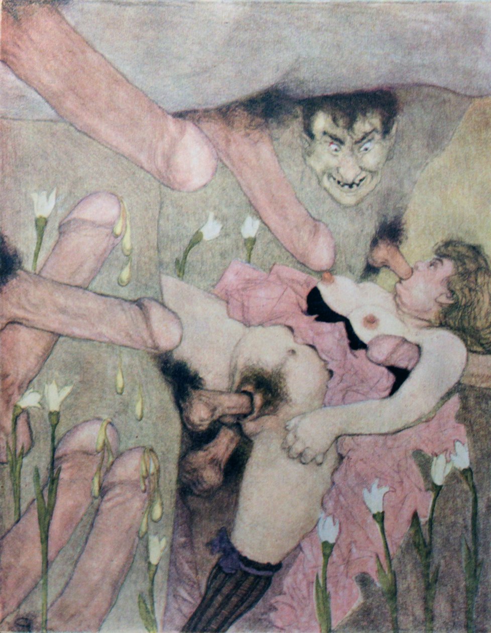 Série akvarelů publikovaná v Erotopolis Paris v roce 1925 pod názvem The Delights of Eros od Gerda Marie Frederike Wegener