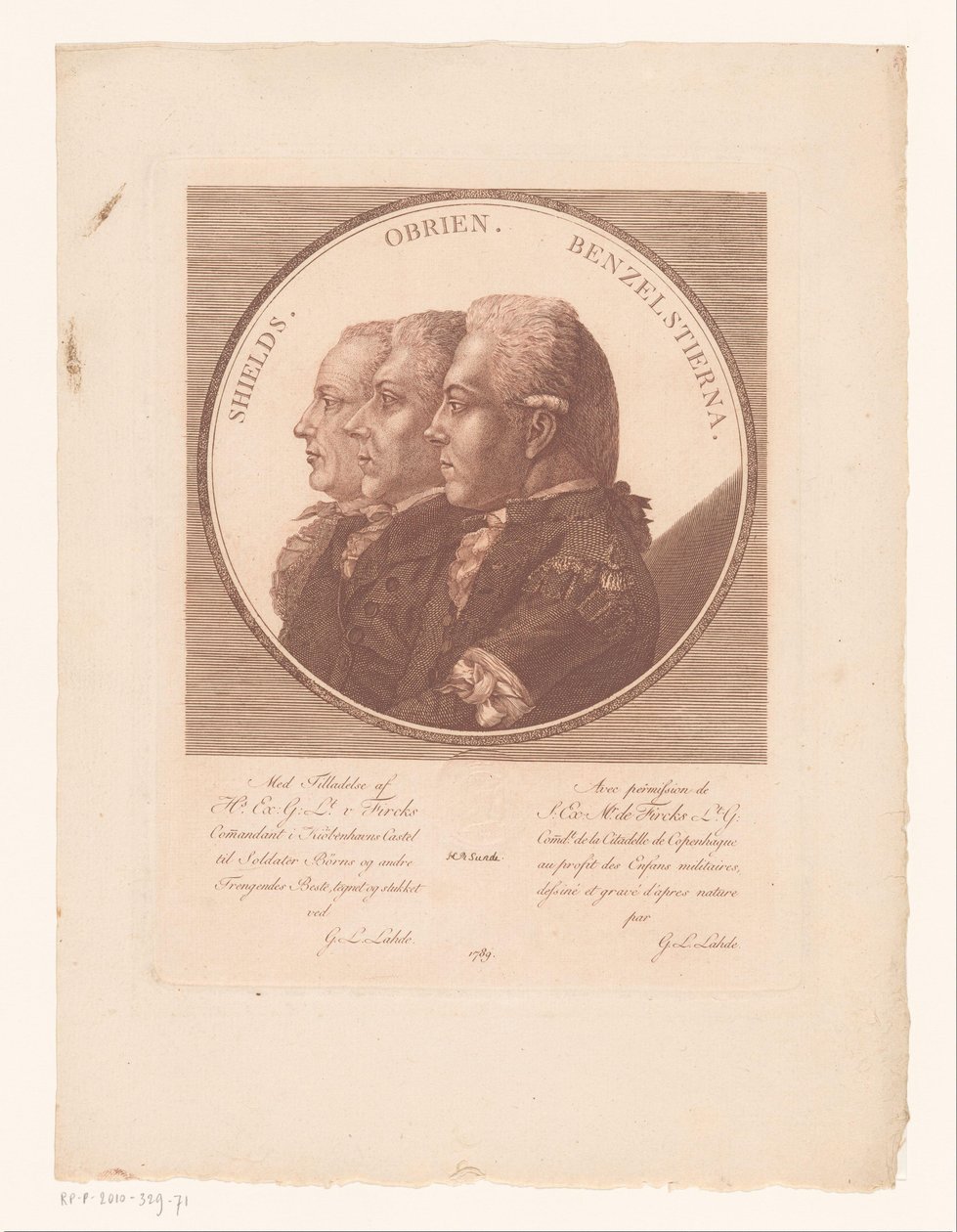 Portréty Štítů, Obrienu a Benzelstierny od Gerhard Ludwig Lahde