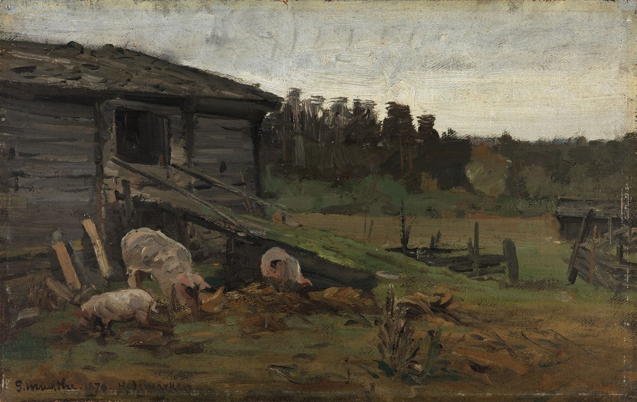Prase v Barn Bridge od Gerhard Munthe