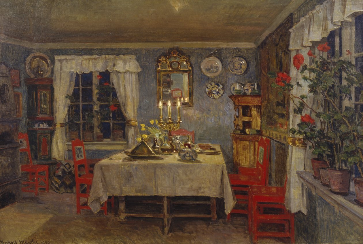 Interiér z umělcova obývacího pokoje od Gerhard Peter Frantz Vilhelm Munthe