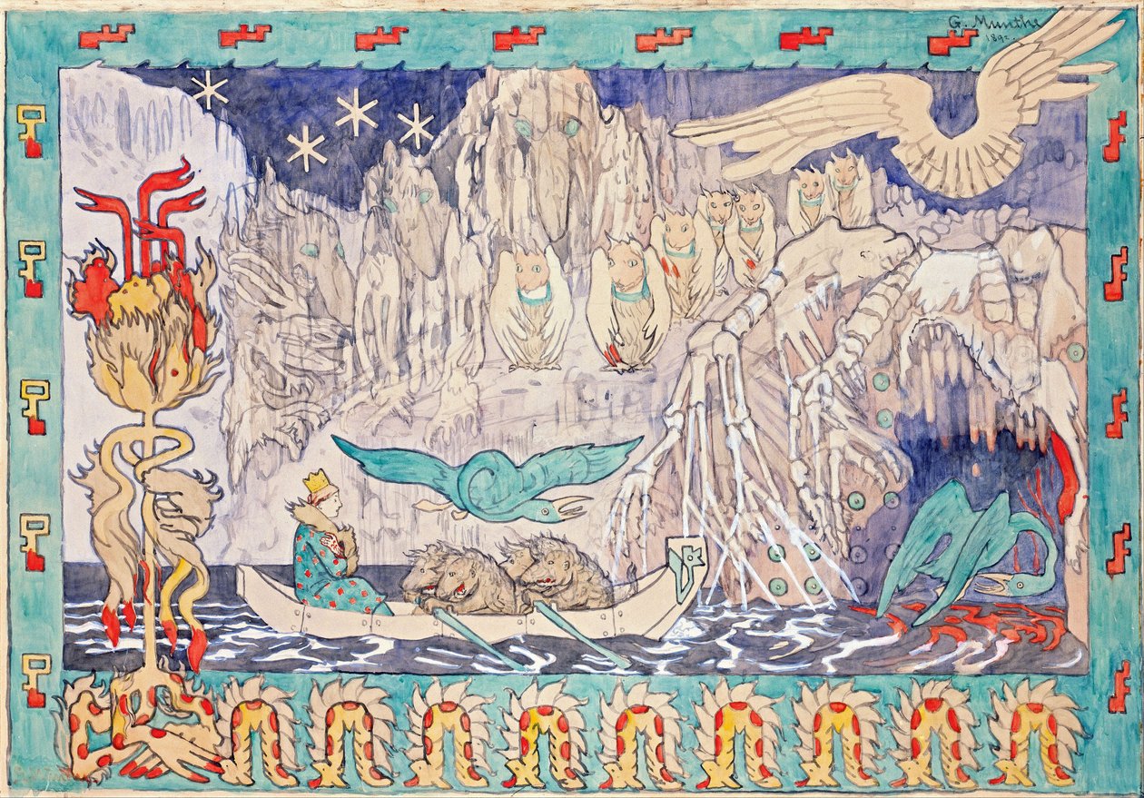 Obří doupě - Munthe, Gerhard (1849-1929) - 1892 - Akvarel, kvaš na papíře - 78,5x112,9 - Národní muzeum umění, Oslo od Gerhard Peter Frantz Vilhelm Munthe