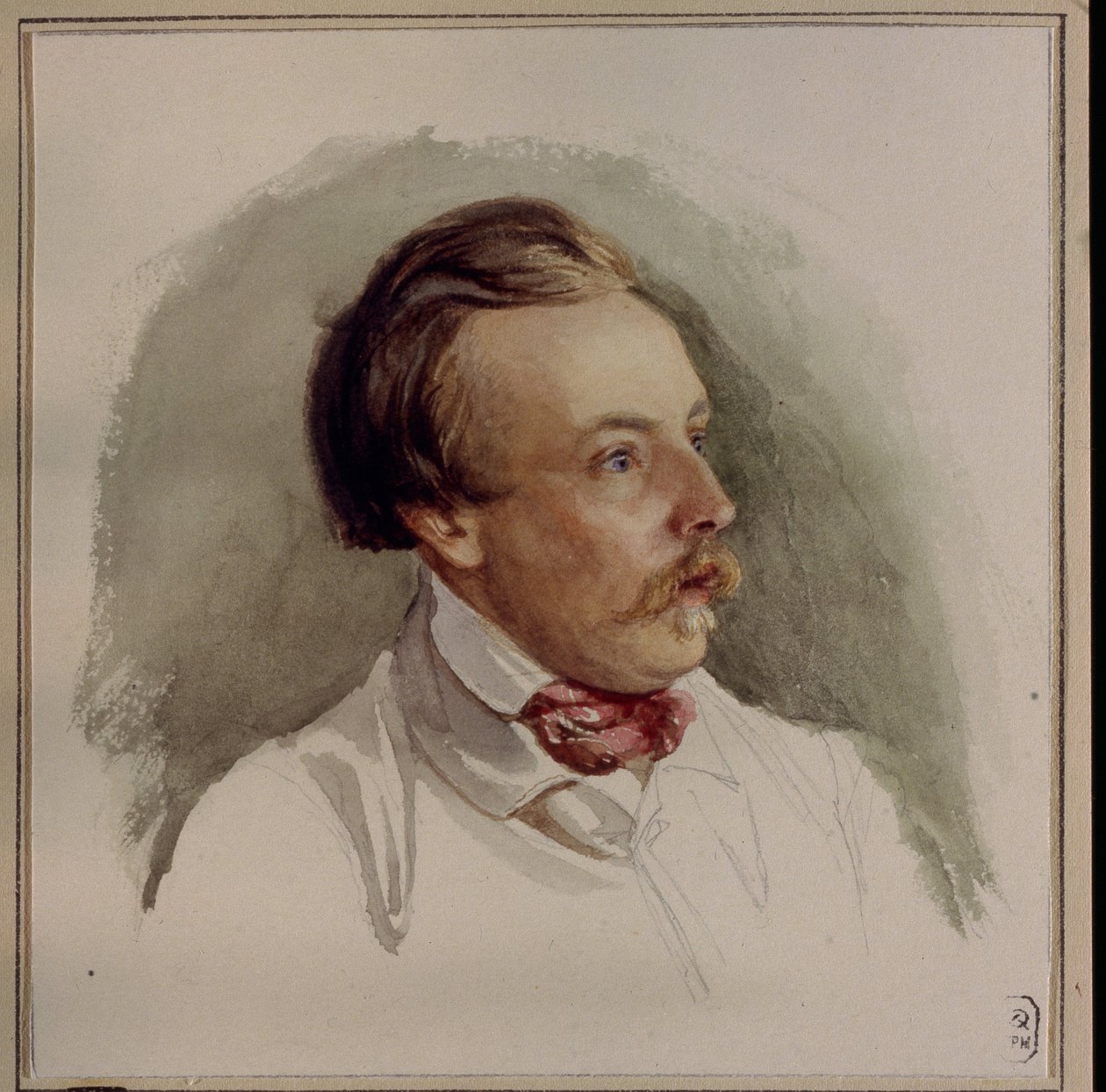 Portrét malíře Alexandra (Alexandra) von Kotzebue (1815-1889). (Portrét malíře A. von Kotzebue). Dílo Gerharda Wilhelma von Reuterna (1794-1865), akvarel na papíře, kolem 1840. Německé umění od Gerhard Wilhelm von Reutern