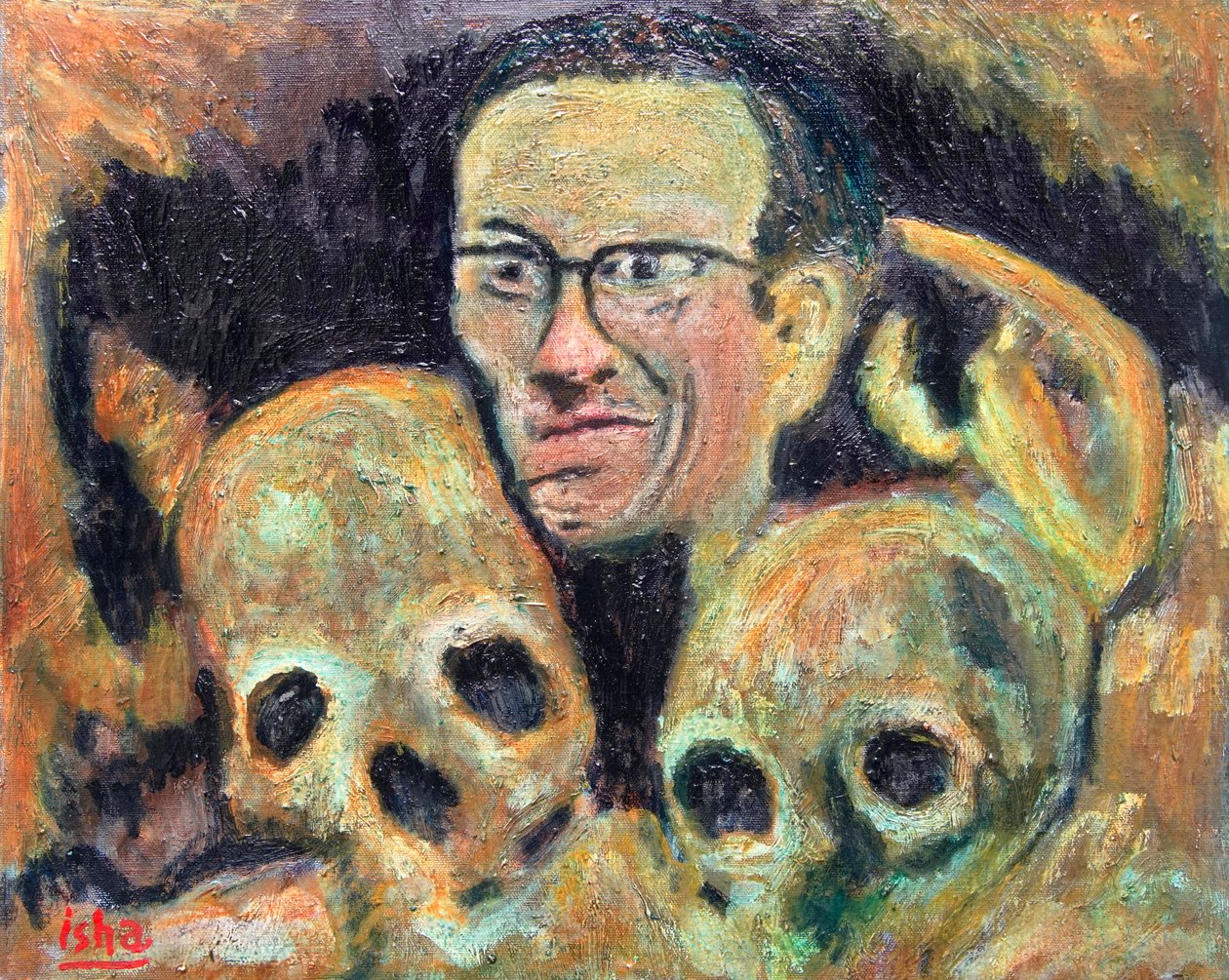 Crumb Skulls (pocta R. Crumbovi), 2019 (olej na plátně) od Gerhardt Isringhaus