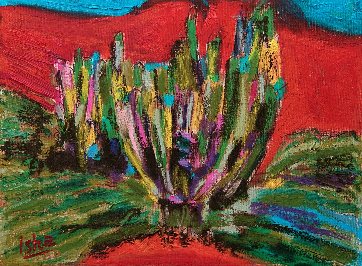 Saguaro Spirit, 2018, olej na plátně od Gerhardt Isringhaus