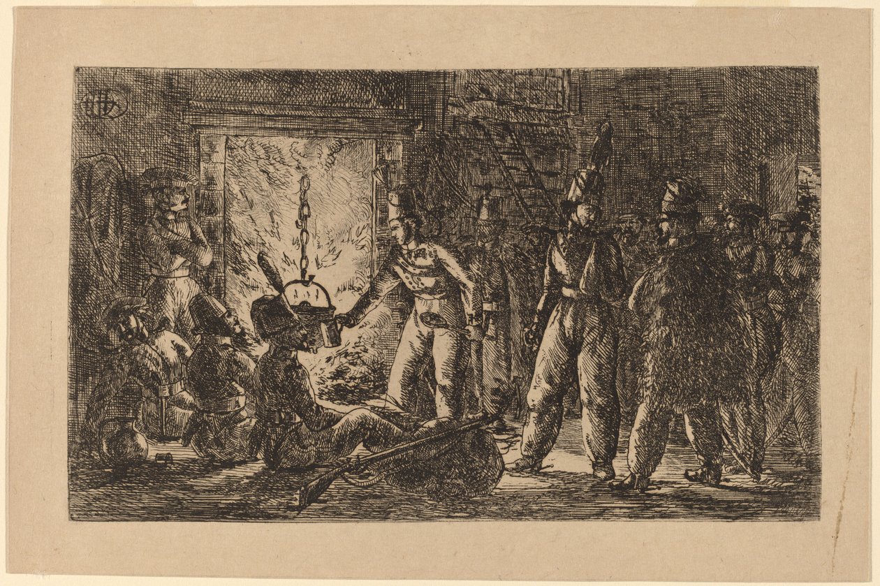 Kozáci před krbem [recto] od Gerhardus Emaus de Micault